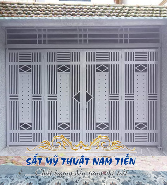 Mẫu cổng sắt 4 cánh đẹp hiện đại