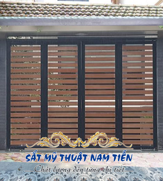 Mẫu cổng sắt 4 cánh đẹp hiện đại